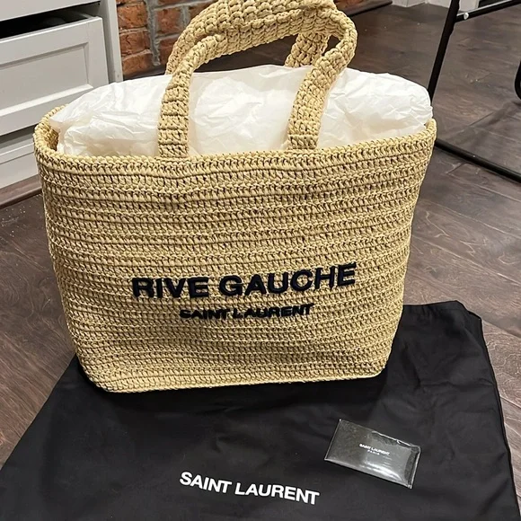 Saint Laurent Rive Gauche Raffia Tote, NWT - Picture 7 of 7